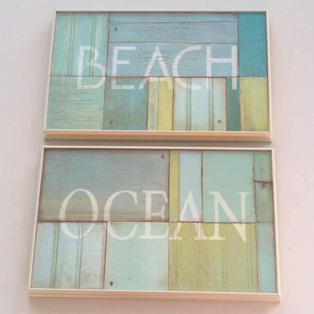 2 Pieces of Coastal Wall Art “Ocean” and “Beach”